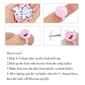 Wholesale New Nude White Pink Blue Heart Shape Flower Glue Ring Eyelash Extension Tools Lash Glue Rings - Product Image 3