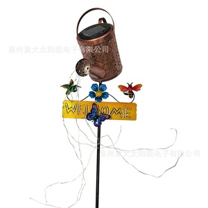 Arrosoir solaire lumineux LED, panneau de bienvenue, décoration de jardin en forme de papillon, éclairage extérieur portable - Product Image 3