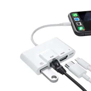 适用于苹果笔记本电脑惠普三星小米电视的C型至以太网4k高清兼容USB C 3.0集线器RJ45适配器