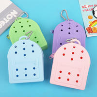Porte-monnaie unisexe en silicone avec fermeture éclair, personnalisable, portable, pour usage quotidien, avec motif ajouré, pochette de rangement courte avec porte-clés