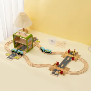 UDEAS高品质婴儿木制火车轨道铁路汽车儿童槽图模型儿童火车玩具套装