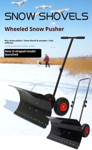 Pala quitanieves DIY con hoja metálica, ruedas neumáticas, negra/amarilla, 29 pulgadas, ángulo ajustable, herramienta de eliminación de nieve para pavimento de entrada de vehículos de 10 pulgadas - Product Image 5
