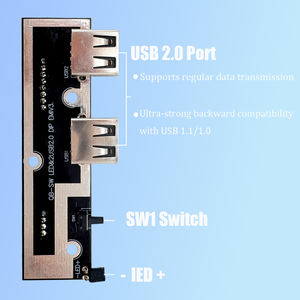 แผงขยาย2.0 USB คู่พร้อมไฟ LED และสวิตช์สำหรับการอัพเกรดแชสซี/พอร์ต USB - Product Image 4