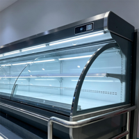 Vitrine réfrigérée commerciale à double température en verre incurvé, en acier inoxydable, avec affichage numérique de la température