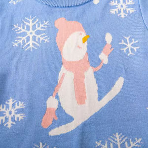 Suéter Casual con Cuello en V para Niños, Diseño Jacquard de Algodón Cálido con Estampado de Santa Claus y Flores para Primavera y Festividades - Product Image 6