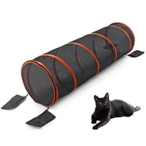 Qbellpet动物产品及配件便携式宠物互动玩具可折叠猫网带拉链门游戏隧道