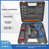 Perceuse à main multifonctionnelle, perceuse électrique à percussion transfrontalière, moteur à balais, batterie au lithium rechargeable, outil de quincaillerie