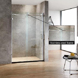Porta <span class=keywords><strong>Doccia</strong></span> Scorrevole per Hotel Stile Aperto, Senza Telaio, in Vetro Temperato Trasparente Spessore 6mm, con Cerniere - Product Image 6