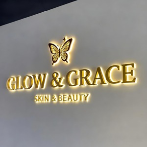 Luxury Custom Logo Sign Gold Stainless Steel 3D <b>Letters</b> with Back Lighting for Corporate Headquarters - Product Image 2