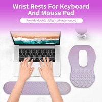 Ensemble repose-poignets et tapis de souris ergonomique violet clair à motif dessin animé, base en caoutchouc, mousse à mémoire de forme pour bureau