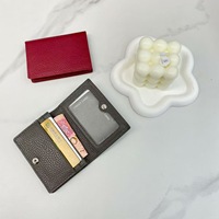 Dompet Kartu Kulit Sapi Asli Unisex Panjang Pendek dengan Poliester untuk Pria dan Wanita