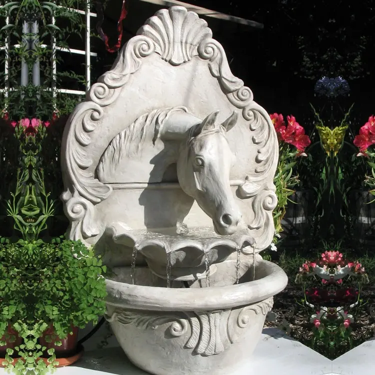 Custom White marble Horse wall Fountain For Decoration