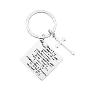 Porte-clés carré en acier inoxydable, best-seller, comme cadeau de fête - Product Image 3