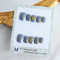 Vente en gros de faux ongles faits main de luxe en acrylique, couvrance totale 3D, courts, forme cercueil, motifs papillon et étoile, French manucure, haute qualité