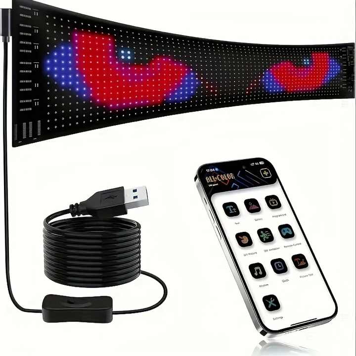 Programmable Windscreen Light Flexible LED Car Window Display Lights - DIY RGB Animations