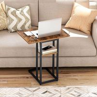 Table basse pliable en métal en gros d'usine, table d'appoint en forme de C avec étagère de rangement, design mi-siècle
