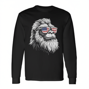 Maglietta a maniche lunghe Bigfoot con occhiali da sole e bandiera degli Stati Uniti - Product Image 2