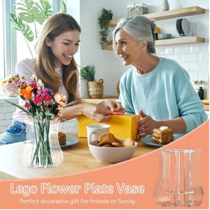 Jarrón de acrílico personalizado para rompecabezas, compatible con Lego, colección botánica, regalo para adultos, expositor para rosas, orquídeas y girasoles - Product Image 6