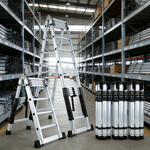 Échelle télescopique multifonctionnelle en alliage d'aluminium épaissi de haute qualité à 12 marches, pliable pour usage domestique - Product Image 1