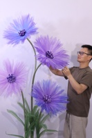 Bunga Daisy Organza Buatan Raksasa Warna-warni Dekoratif untuk Pernikahan, Photo Booth, dan Jendela Toko