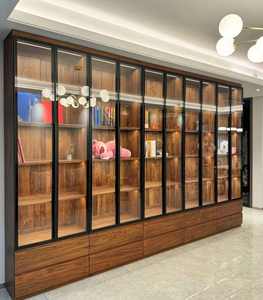 House Luxury Oak <b>Bookcases</b> Cabinet Furniture European Italian French Style Antique Walnut <b>Solid</b> <b>Wooden</b> <b>Bookcase</b> - Product Image 2