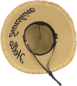 Tùy Chỉnh Lớn Brim Có Thể Gập Lại Giấy Mềm Phụ Nữ Bãi Biển Rơm <span class=keywords><strong>Hat</strong></span> Với Thêu Logo - Product Image 4