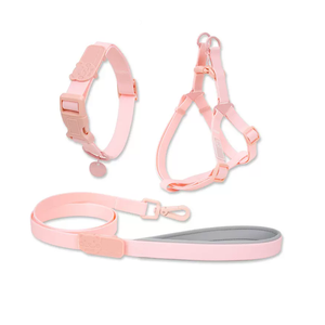 Venta al por mayor de lujo de moda impermeable PVC recubierto de mascotas perro arnés <span class=keywords><strong>Collar</strong></span> Correa conjunto impermeable PVC Step In arnés para perros - Product Image 5