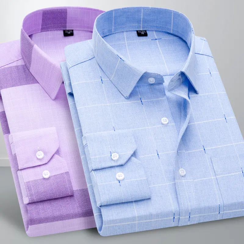 Nouvelle chemise à carreaux à manches longues pour hommes chemise décontractée d'affaires pour hommes vêtements d'âge moyen et âgés