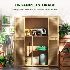 Armoire de rangement en bois <span class=keywords><strong>pour</strong></span> l'extérieur 2 grandes portes en bois Abri de jardin avec toit en asphalte à verrouillage jaune <span class=keywords><strong>pour</strong></span> le rangement extérieur - Product Image 3