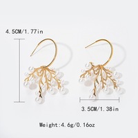 Nouvelles Boucles d'Oreilles Chandelier Romantiques en Acier Inoxydable Plaqué Or 18K, Version Coréenne, Forme Gland Personnalisée, Incrustées de Perles