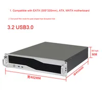 Delta 1 + 1 redundan Dual Power Supply 2U aluminium Panel Server Chassis EATX Motherboard 450mm dalam rak Mount digunakan stok merah