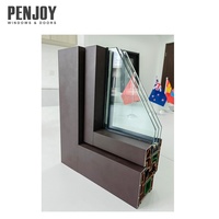 Ventanas y puertas abatibles de vidrio triple personalizadas Penjoy, ventana moderna de UPVC para cocina y uso exterior, vidrio templado