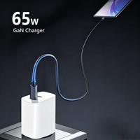 Chargeur rapide double port 65W PD 3.0/GaN QC3.0 SCP avec conception ignifuge pour téléphone portable, ordinateur portable, montre connectée (ports Type-C) OVP Electric