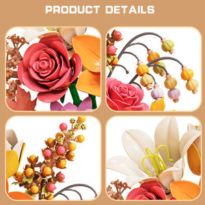 MJI 13121 - Juego de Bloques de Construcción de Flores Creativas, Ramo de Rosas, Jacintos, Tulipanes y Hortensias, Bloques de Ensamblaje, Ladrillos de Juguete - Product Image 6