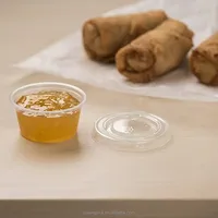 Mini gobelets jetables en plastique avec couvercles, petits contenants de contrôle de portion pour condiments, sauces, vinaigrettes et shots de gelée
