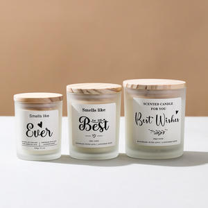 Vela Aromática en Vaso de Vidrio Esmerilado Cilíndrico, Hecha a Mano con Cera de Soja, Sin Humo, Tapa de Madera de Alta Gama, Aroma a Vainilla, <span class=keywords><strong>Cacao</strong></span> y Lavanda - Product Image 1