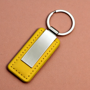 Wholesale Promotional Zinc Alloy Lightweight Rectangle Pattern PU Leather <b>Custom</b> Designer Durable <b>Keychain</b> - Product Image 6