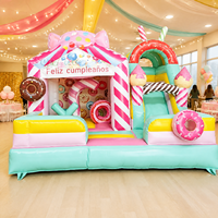 Château gonflable commercial en PVC pour enfants, toboggan à bulles d'air, aire de jeux extérieure sur le thème des animaux, parc de saut, château gonflable rose avec toboggan