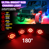 Kit d'éclairage LED RGBW pour véhicules tout-terrain, 4/8 modules, 12V/24V, éclairage sous châssis pour Jeep Wrangler, camionnette, VTT, UTV, SUV