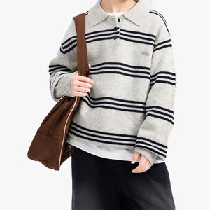 Nouveau style 2026 – Pull thermique rayé à col polo pour garçons, en tricot épais, demi-cardigan pour enfants, collection automne-hiver - Product Image 4