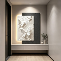 Art mural moderne de luxe à effet 3D, peinture décorative illuminée, motif papillon, décoration murale, décoration d'intérieur, entrée d'hôtel