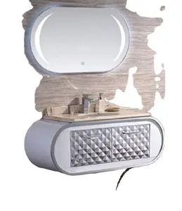 middle east Hot Sale stainless steel bathroom cabinet vanity furniture with LED mirror