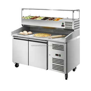 Mesa refrigerada para preparación de ensaladas en restaurantes, mesa de trabajo de cocina con múltiples compartimentos y gabinete de almacenamiento para servicio de alimentos - Product Image 6