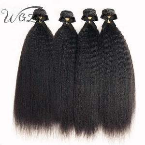 100 Belum Diproses Rambut Lurus Keriting Brasil Virgin Mentah <span class=keywords><strong>3</strong></span> Bundel Rambut Manusia Remy Jalinan Yaki Bundel dengan Penutup - Product Image 3