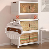 Armoire de rangement pliable multicouche en plastique pour vêtements avec portes magnétiques doubles, boîte organisatrice transparente empilable