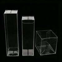 Vente en gros de boîtes d'emballage en plastique transparent PET de petite taille, nouveau design, pliables, pour cadeaux, boîtes d'emballage transparentes pour bougies