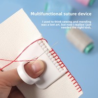 Herramienta multifuncional para coser bordes y dobladillos, plantilla de costura DIY, kit portátil de reparación doméstica con caja de hilos para principiantes