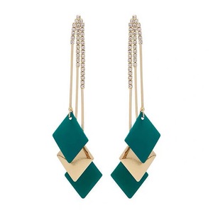 <span class=keywords><strong>Victoria</strong></span> Rhombus Boucles d'oreilles Alliage Or 18K Planté Boucles d'oreilles <span class=keywords><strong>Bijoux</strong></span> pour Femmes Cadeau Exquis Personnalité Fête - Product Image 6