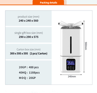Humidificateur ultrasonique industriel électrique 15L avec triple atomiseur, buse multi-pulvérisation, télécommande et contrôleur d'humidité