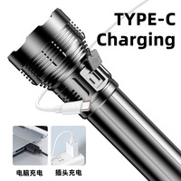 Lampe torche LED tactique rechargeable par USB en alliage d'aluminium haute puissance, étanche IP55, avec faisceau réglable et 5 modes, 1000+ lumens